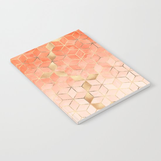 Soft Peach Gradient Cubes Notebook