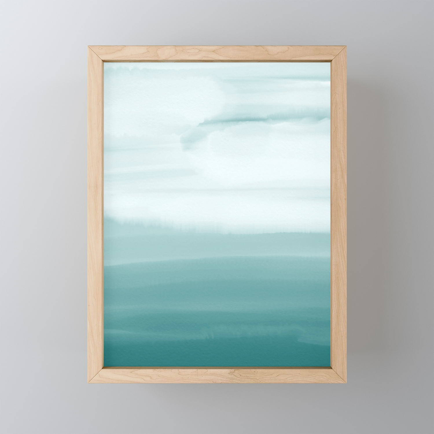 Ocean Sky Surf Waves Teal Blue Green Water Clouds Watercolor Ocean Sky Surf Waves Teal Blue Green