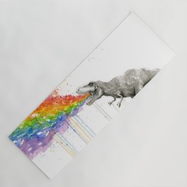 T-Rex Dinosaur Rainbow Puke Taste the Rainbow Watercolor Yoga Mat