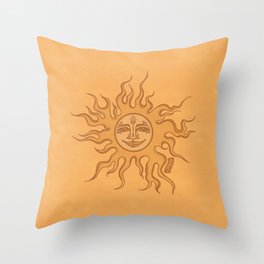 Sun Goddess | Bright Illustration | Bohemian Retro Artwork Throw Pillow
