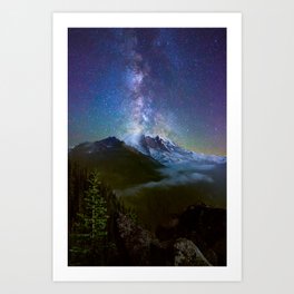 Milky Way Over Mount Rainier Art Print
