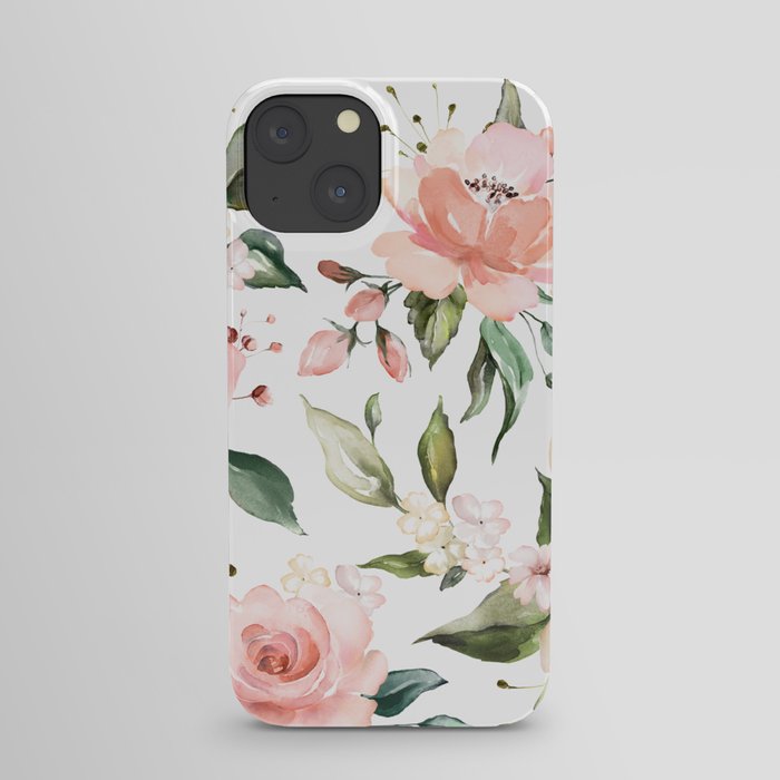 Sunny Floral Pastel Pink Watercolor Flower Pattern iPhone Case