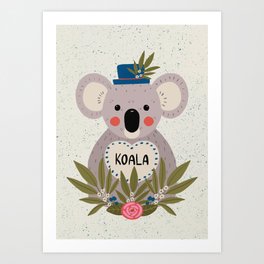Koala with hat  Art Print