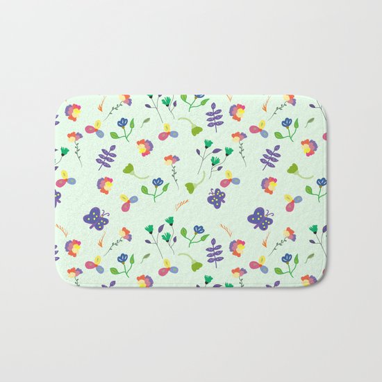 Spring Floral Pattern Bath Mat