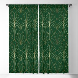 Art Deco in Emerald Green - Large Scale Blackout Curtain