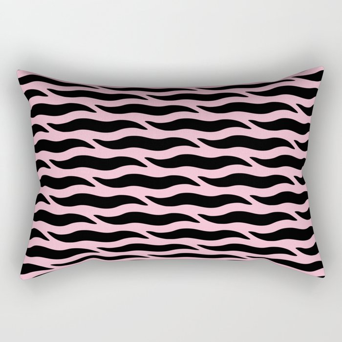 Tiger Wild Animal Print Pattern 335 Black and Pink Rectangular Pillow