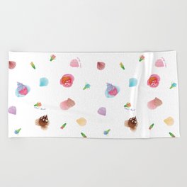 Cupcake flower botanical illustration Beach Towel
