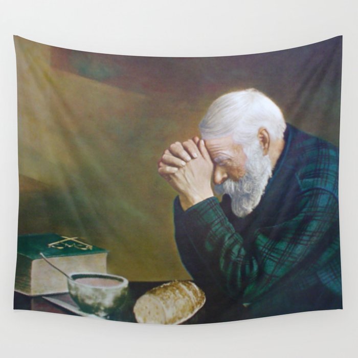 Eric Enstrom Grace Man Praying Over Bread Wall Tapestry