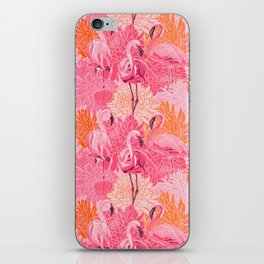 Flamingos and Flowers Pattern iPhone Skin