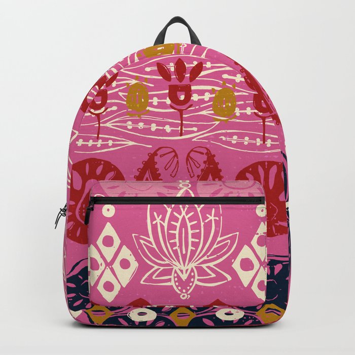 lotus block pink Backpack