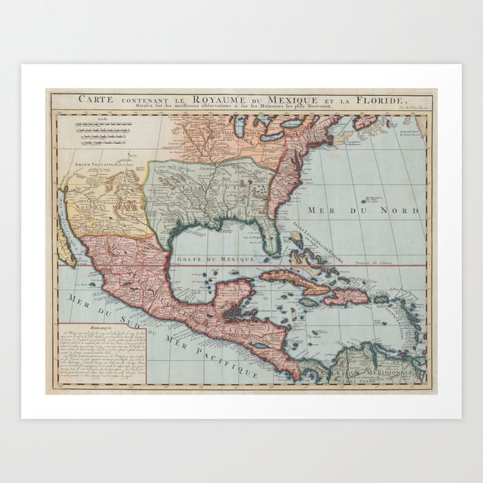 vintage map of the gulf of mexico 1732 art print by bravuramedia