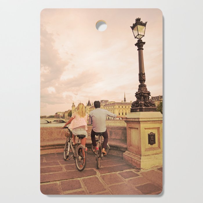 Romantic Sunset Scene in Paris Cutting Board