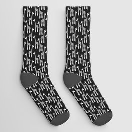 Giraffes White on Black Socks