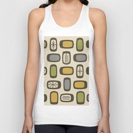 Midcentury MCM Rounded Rectangles Multicolored Yellow Green Unisex Tank Top
