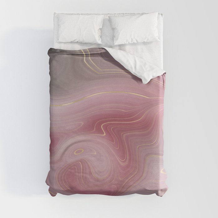 Rose Pink Gold Agate Geode Luxury Duvet Cover