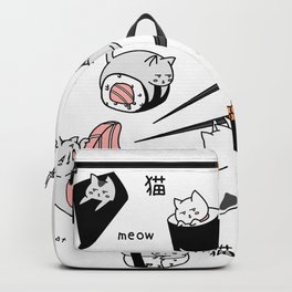 Sushi cats Backpack | Drawing, Food, Minimal, Uramaki, Fish, Japanese, Salmon, Japan, Rice, Pastel 