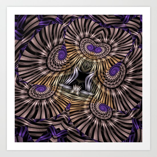 Metallic spirals, shapes and textures. Art Print