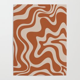 Liquid Swirl Retro Abstract Pattern in Clay and Putty Earth Tones Poster