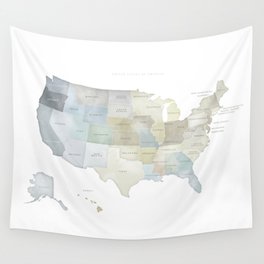 USA map with state names - map 2 Wall Tapestry | Modern, Home Decoration, Beige, United States, Illustration, Blue, Usa Map, Usa, Usmap, Usamap 