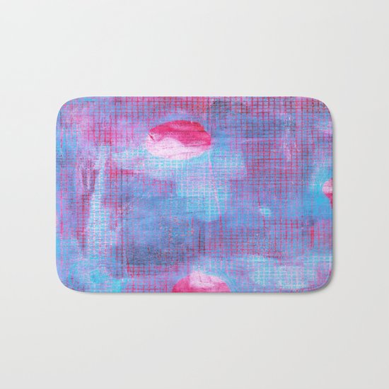 Crimson Clover, Abstract Monoprint Painting Bath Mat
