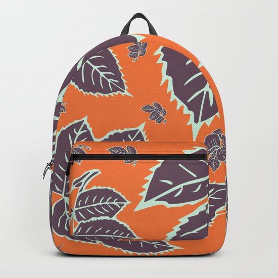 HAPPY LEAVES ON ORANGE (abstract flowers tropical) Backpack