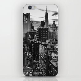 New York City skyline and Chinatown neighborhood in Manhattan black and white iPhone Skin