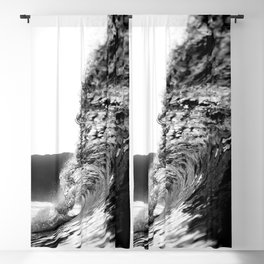 Aqua chrome a-frame wave surfing tunnel ocean portrait art black and white photograph / photography Blackout Curtain