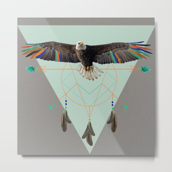 The indian eagle is watching over Po's dreamcatcher Metal Print