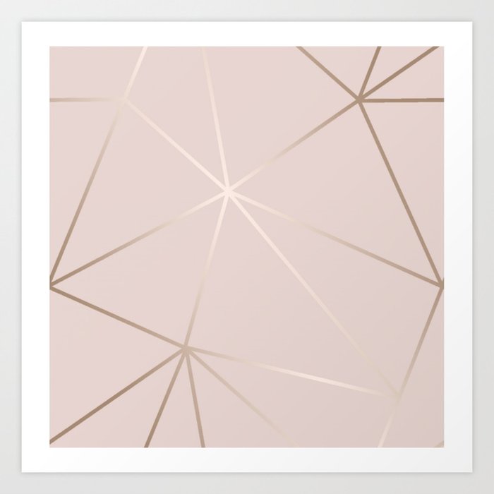 Rose Gold Geometric Pattern Art Print By Hallows Society6