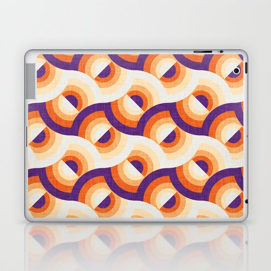 Here comes the sun // violet and orange gradient 70s inspirational groovy geometric suns Laptop & iPad Skin