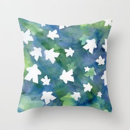 Meeples in Blue Throw Pillow