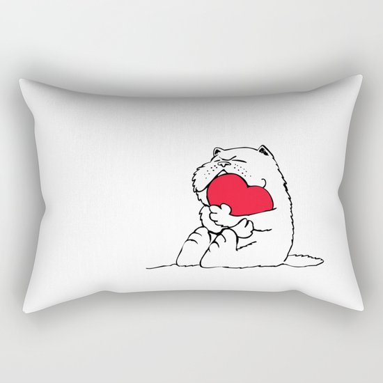Persian Cat Heart Rectangular Pillow