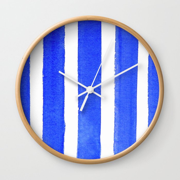 Watercolor Blue Stripes Wall Clock