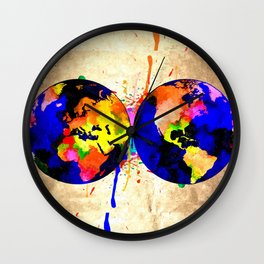 Earth Grunge Wall Clock | Worldmaps, Maps, Continents, Popart, Worldmap, Mapoftheworld, Watercolor, Vintage, Painting, Other 