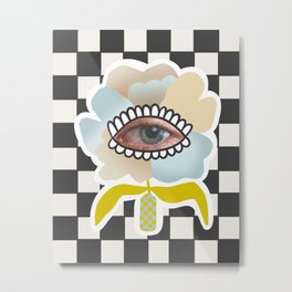 Big Flower Eye #2 Metal Print | Collageart, Popart, Modern, Mixedmedia, Flower, Surrealist, Abstractflower, Surreal, Blue, Blackchecks 