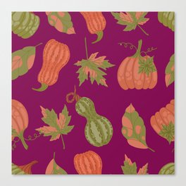 Green and Orange Pumpkin Texture. Colorful Seamless Pattern Canvas Print