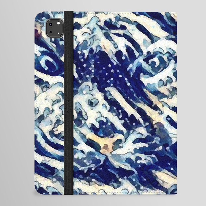 Anime blue waves tiger iPad Folio Case