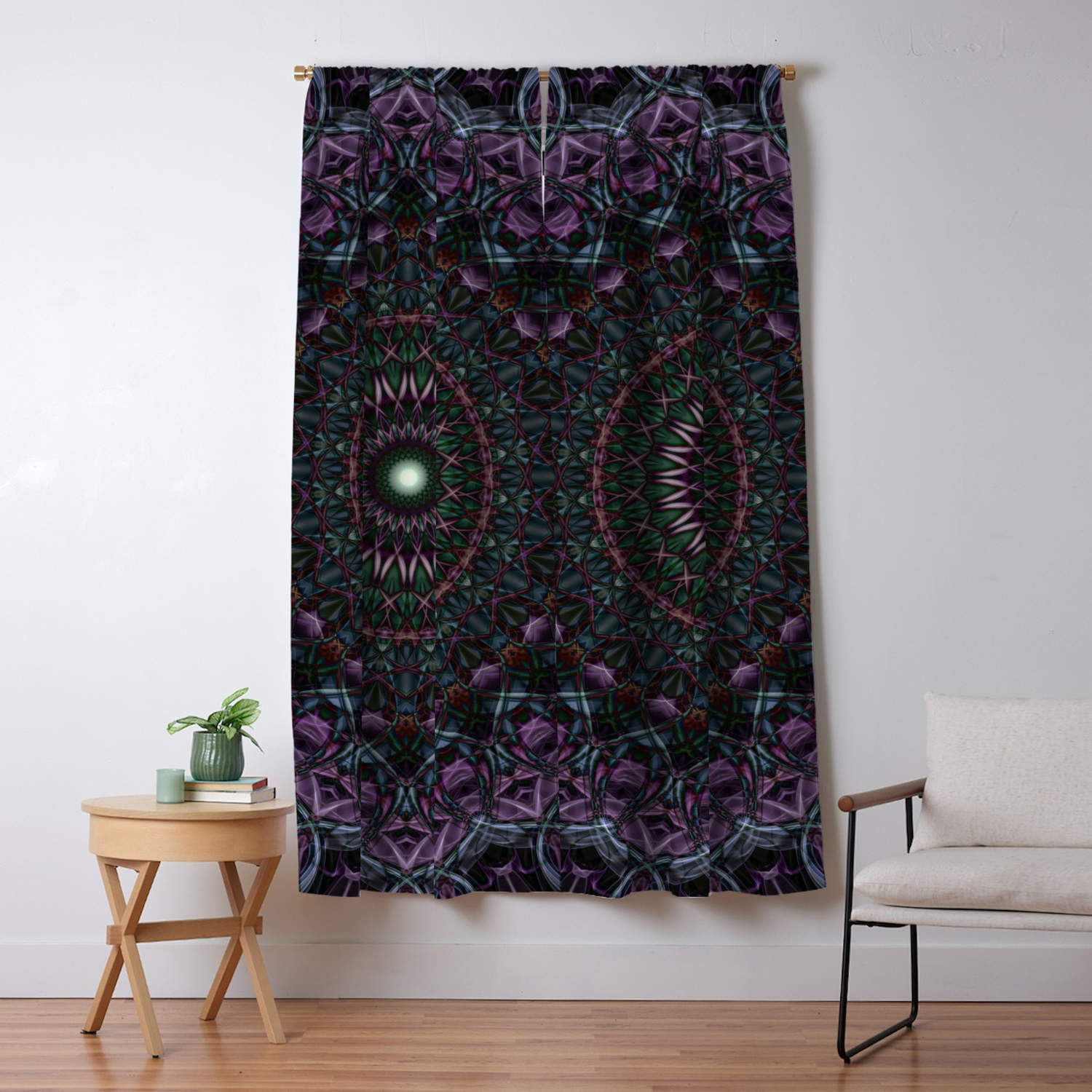 Dark Plum Color Mandala Blackout Curtain By Jaroslawblaminsky