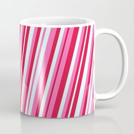 [ Thumbnail: Hot Pink, Crimson, and Light Cyan Colored Lines Pattern Coffee Mug ]