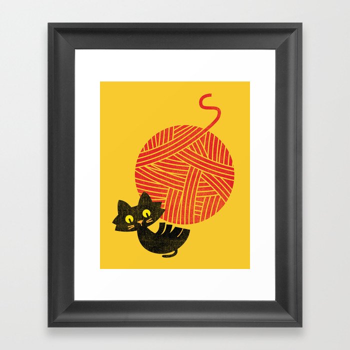 Fitz - Happiness (cat and yarn) Framed Art Print