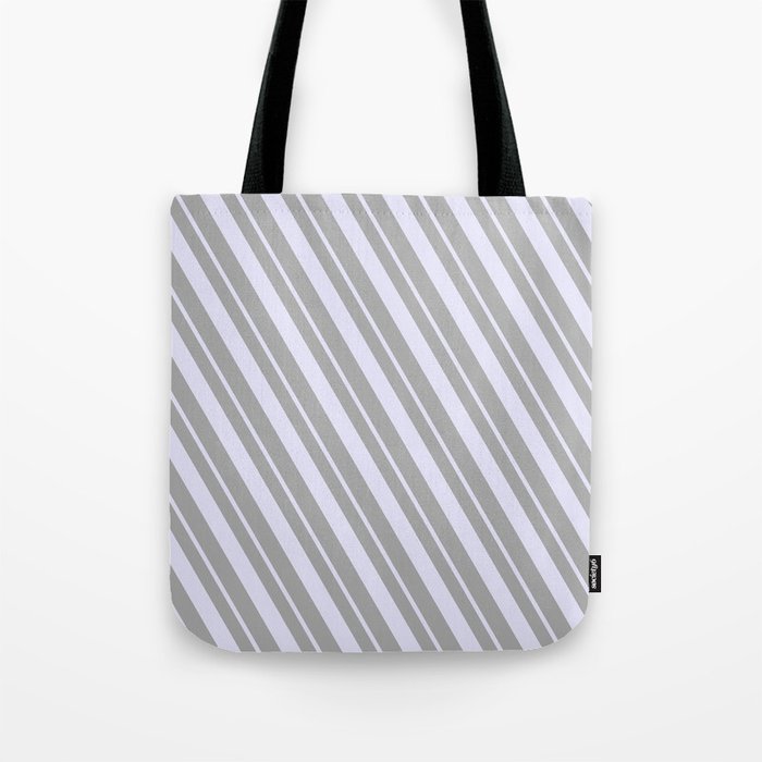Dark Grey and Lavender Colored Stripes/Lines Pattern Tote Bag