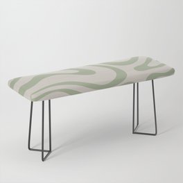 Liquid Swirl Abstract Pattern in Almond and Sage Green Bench