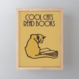 Cool cats read books Framed Mini Art Print