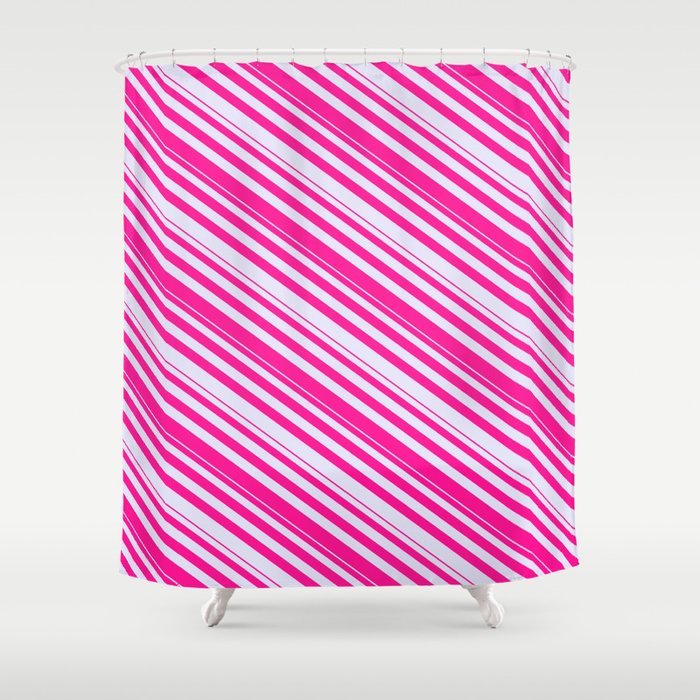 Lavender & Deep Pink Colored Striped Pattern Shower Curtain