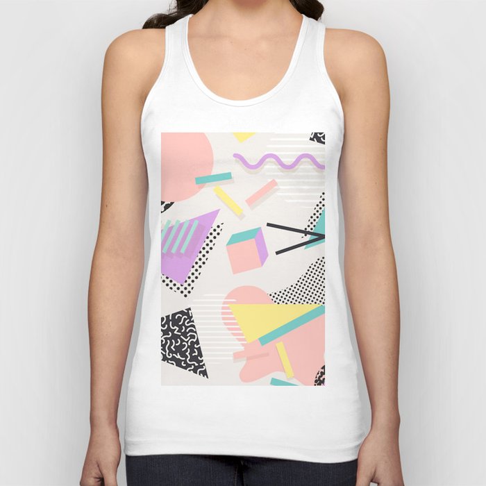 80s / 90s RETRO ABSTRACT PASTEL SHAPE PATTERN Tank Top