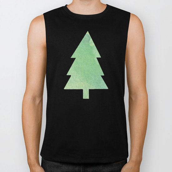 Simple Pine Tree Forest Pattern Biker Tank
