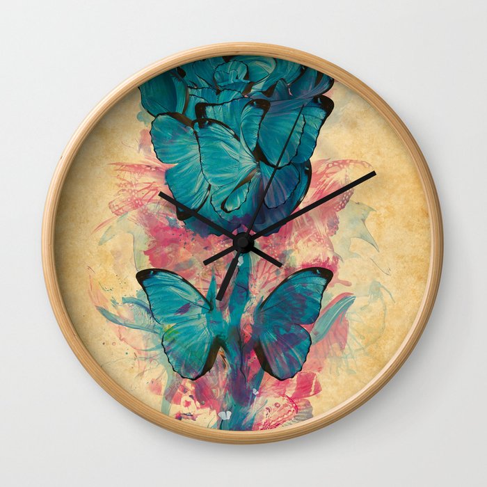 Butterfly Rose Wall Clock