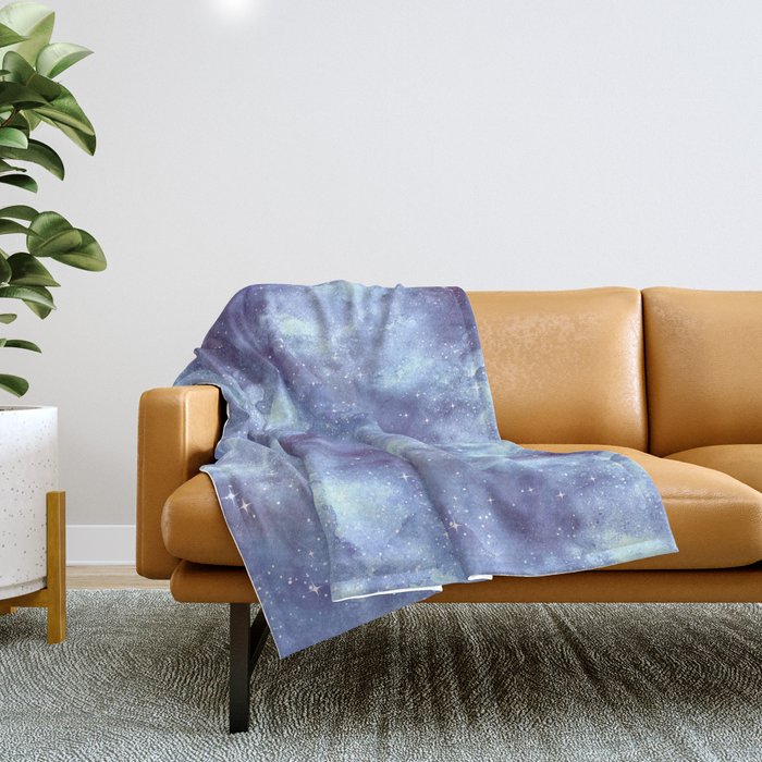 Navy Blue Galaxy Painting Throw Blanket