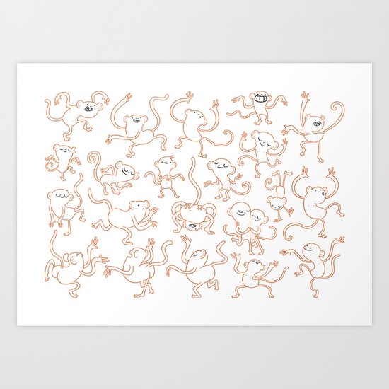 monkey dance Art Print