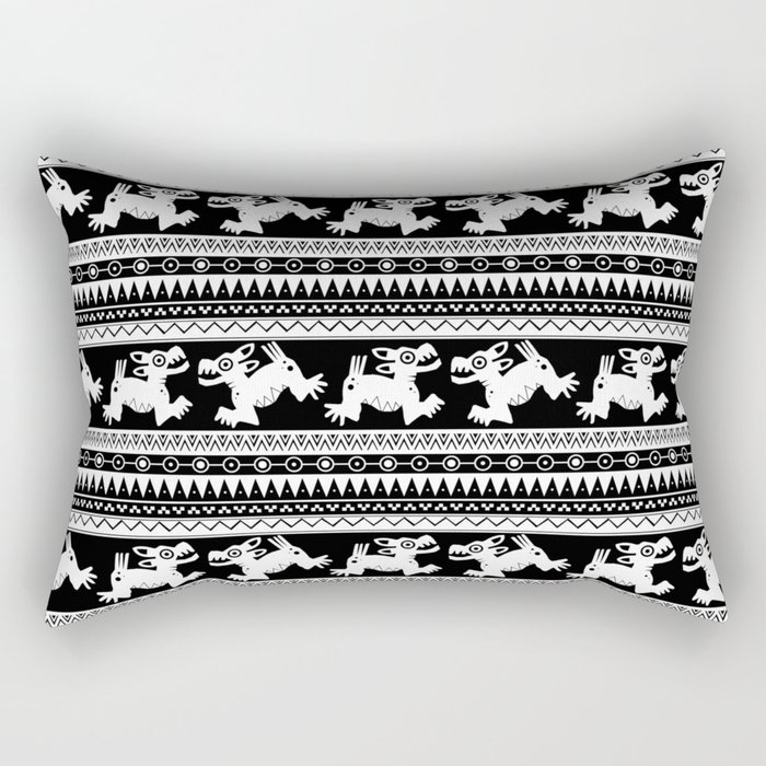 Aztec Xolo (black and white) Rectangular Pillow